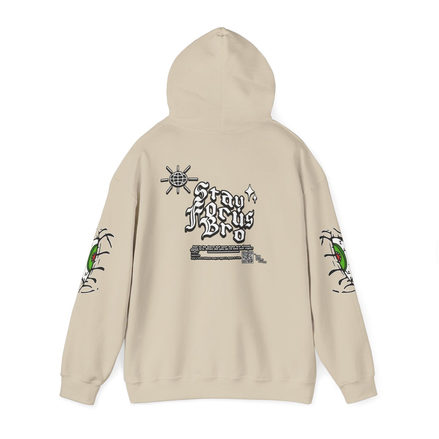 Hoodie — Green Eye Graphic Hoodie with “Stay Focus Bro”