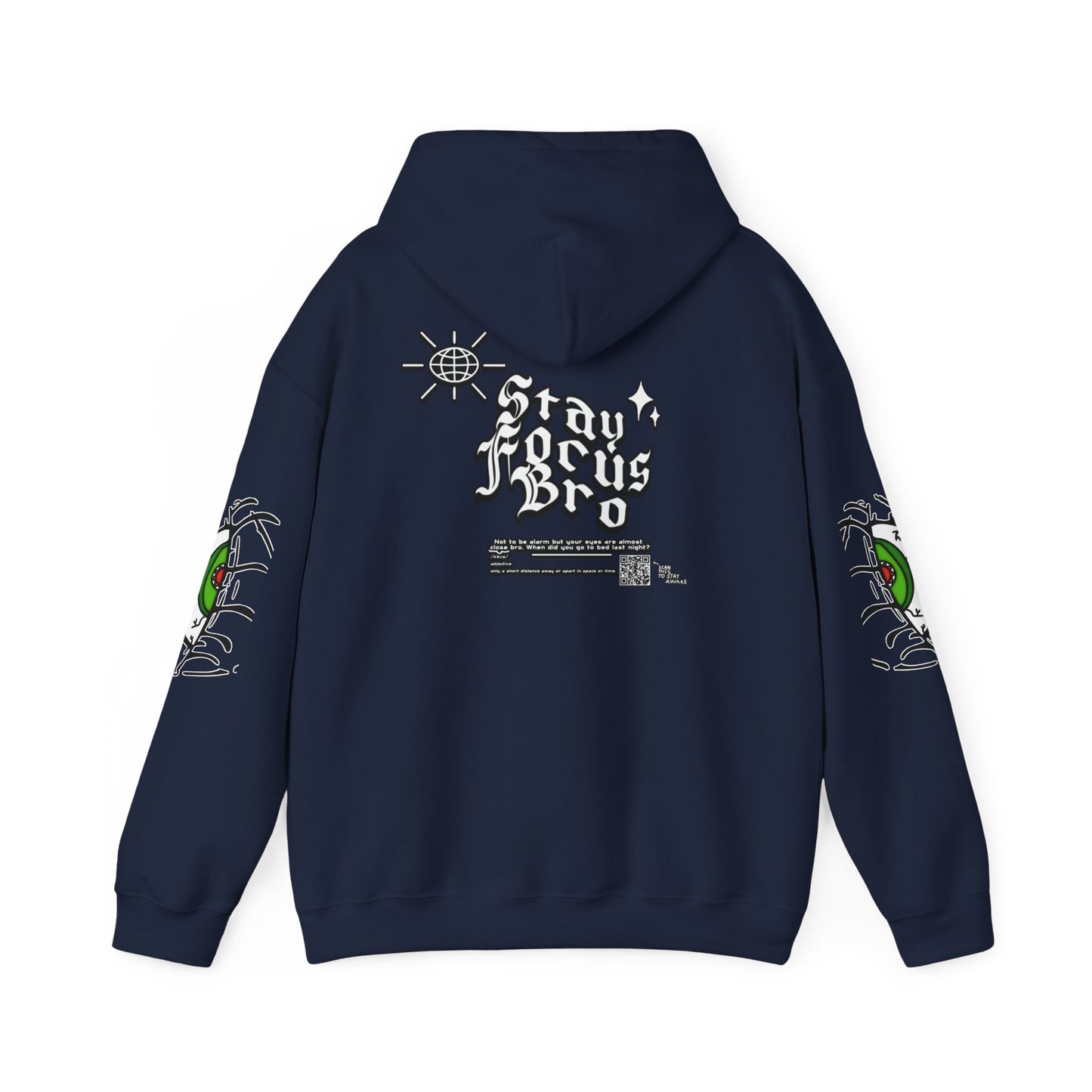 Hoodie — Green Eye Graphic Hoodie with “Stay Focus Bro”