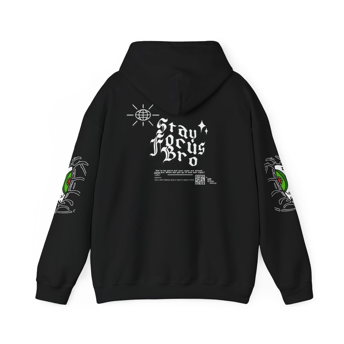 Hoodie — Green Eye Graphic Hoodie with “Stay Focus Bro”