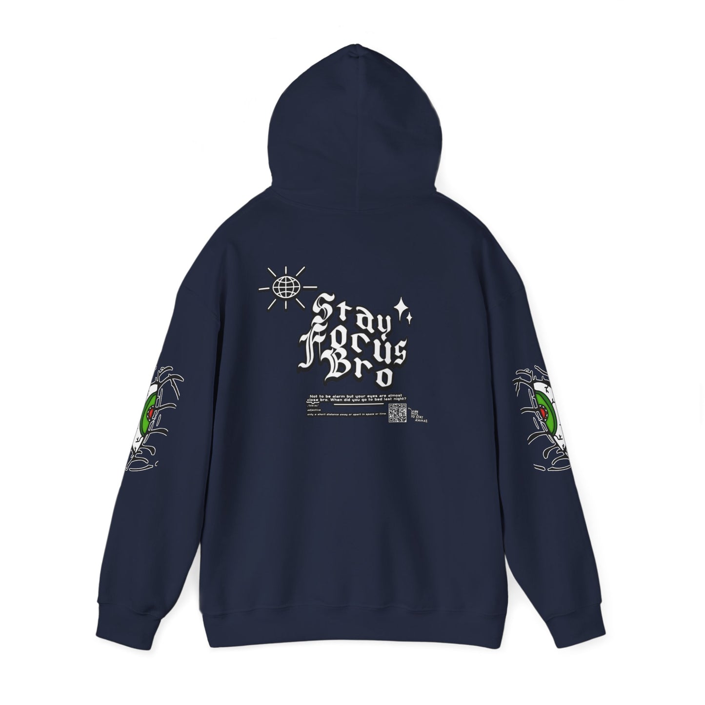 Hoodie — Green Eye Graphic Hoodie with “Stay Focus Bro”